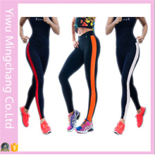 Venta caliente deportes rayados costura lateral color yoga pantalones de algodón